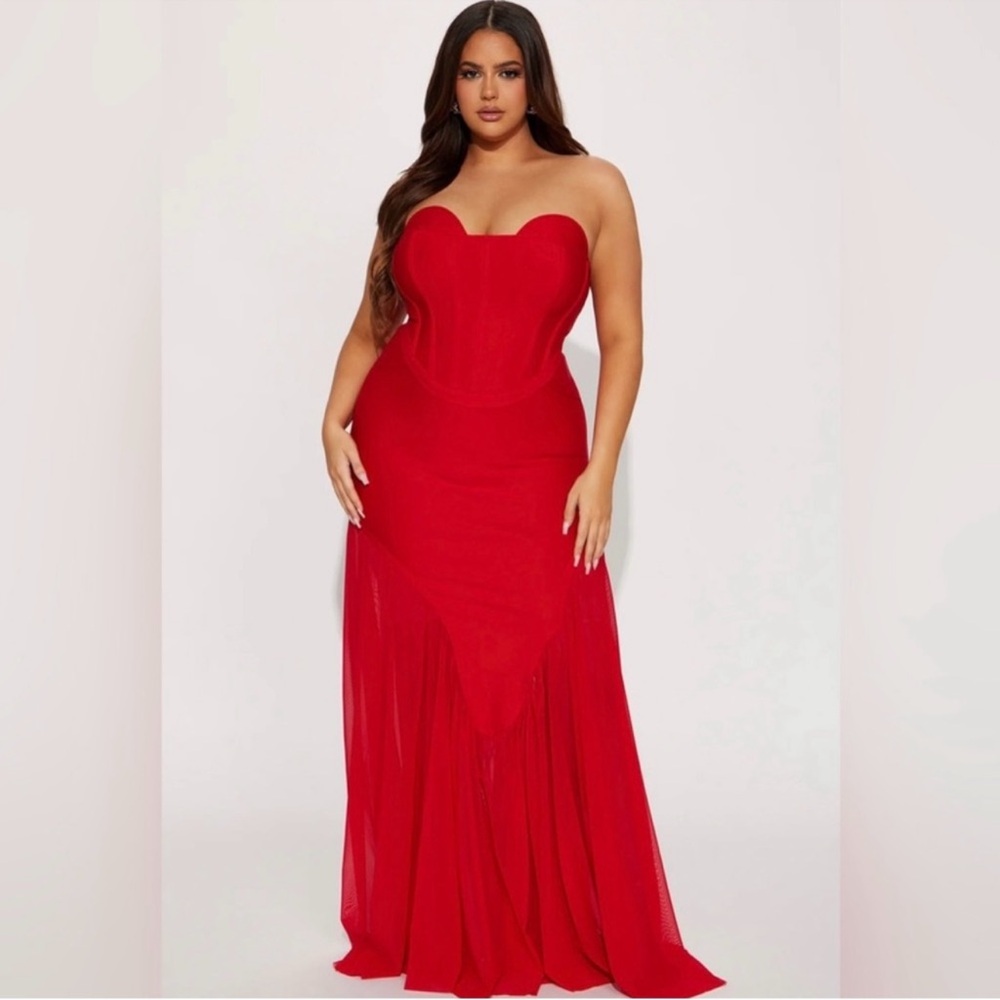 Fashion Nova Red Ana Bandage Gown NWT